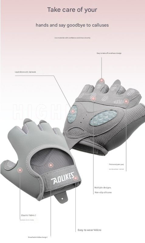 M Pink Breathable Gym Training Gloves with Non-Slip Palm Grip