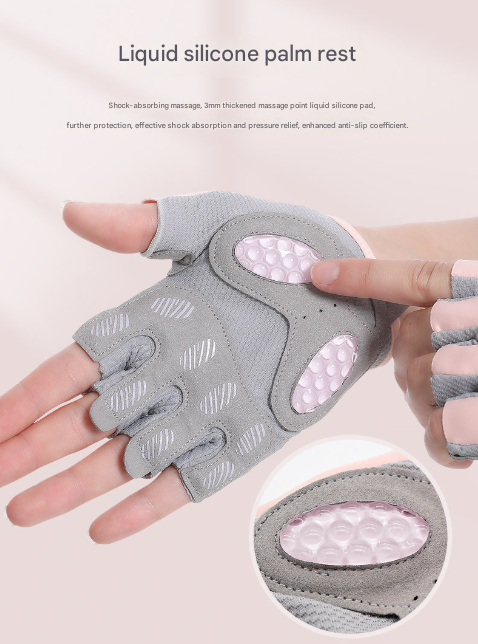 M Pink Breathable Gym Training Gloves with Non-Slip Palm Grip