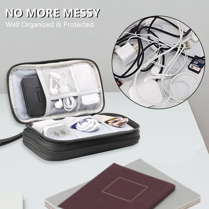 Black Portable Digital Organizer Bag â€“ Multifunctional Storage for Power Banks, Cables, and Accessories(Photography Props Not Included)