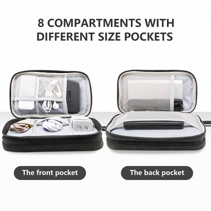 Black Portable Digital Organizer Bag â€“ Multifunctional Storage for Power Banks, Cables, and Accessories(Photography Props Not Included)