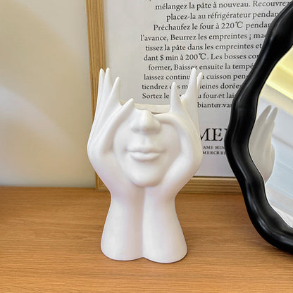 2 Pcs White Elegant Hand-Shaped Brush Holder â€“ Creative Makeup Brush Organizer for Vanity and Desk(Makeup brush not included)