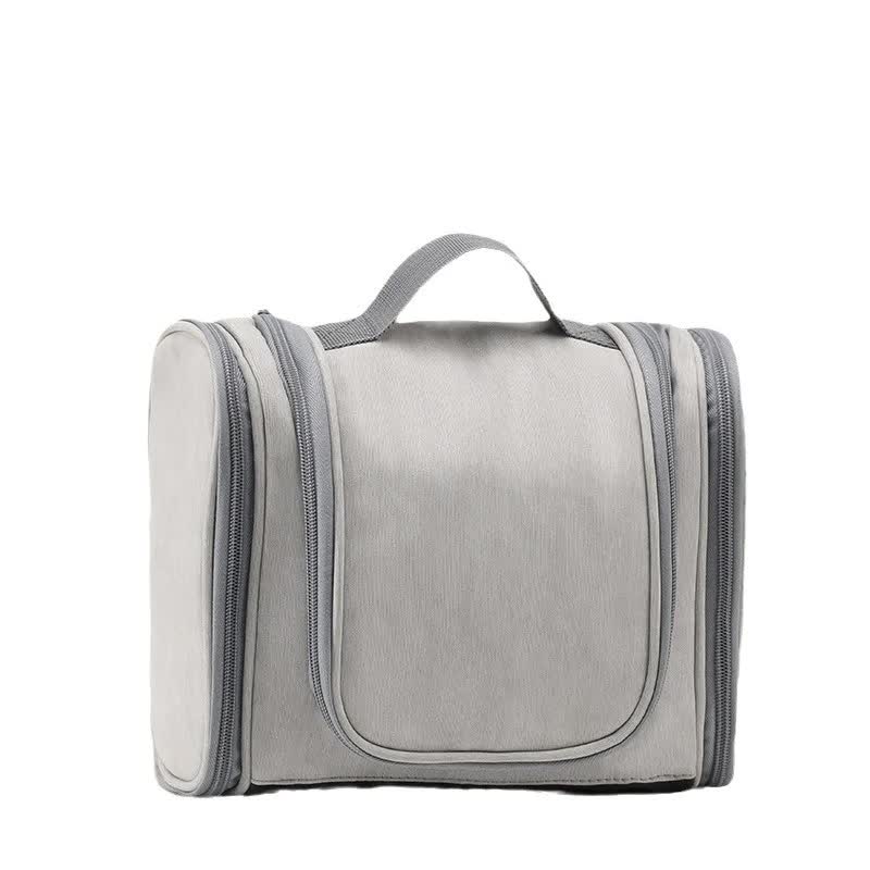 Grey Large Capacity Travel Toiletry Bag with Dry-Wet Separation â€“ Hanging Organizer for Cosmetics and Personal Care