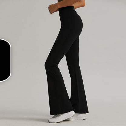 Black High-Waisted Lycra Yoga Bell-Bottom Pants for Women -Tummy Control & Butt Lifting