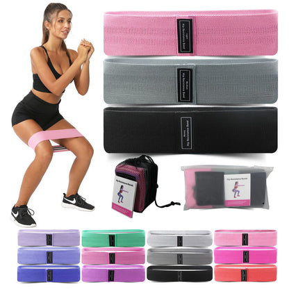 Grey Colour Scheme Fabric Resistance Bands Set - 3 Levels Non-Slip Hip Bands for Strength Training