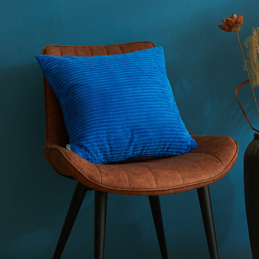 Blue Set of 4 Corduroy Pillow Covers - Solid Color Minimalist Throw Cushion Covers - 45x45cm (Pillow Inserts are NOT Included)