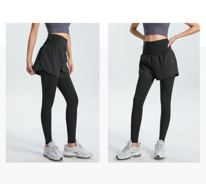 S Navy Blue Women's High-Waist Athletic Skort with Built-In Shorts - Breathable Quick-Dry Running Skirt with Phone Pocket