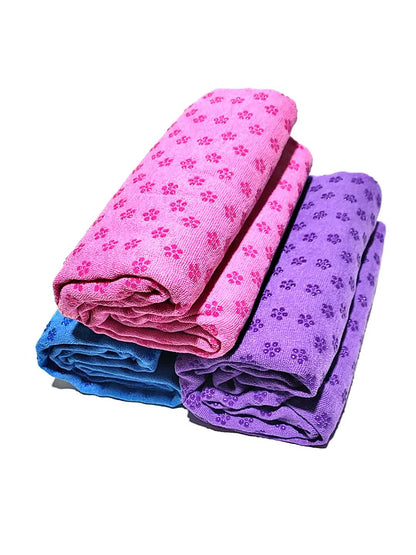 Green Plum Blossom Yoga Towel Mat- Absorbent, Thick, Non-Slip, Portable Fitness Blanket for Home Use 183*63CM