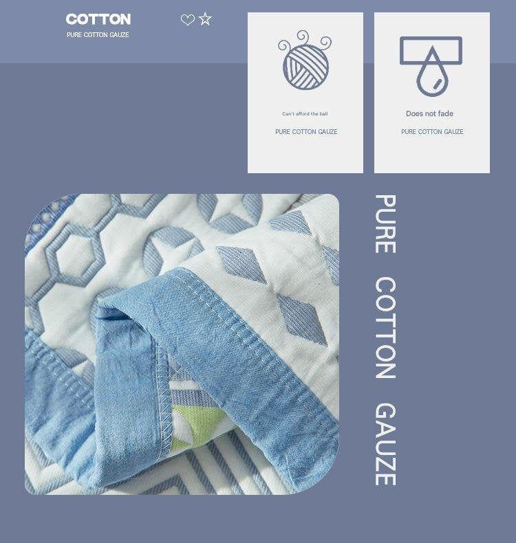 Snowflake Soft Cotton Gauze Pillowcase Set - Breathable, Non-slip, Extra Large (Pillow Core Not Included)56x80cm