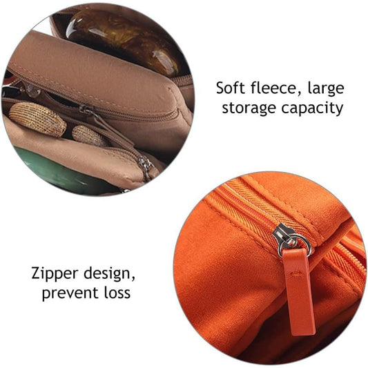 2 pcs Beige Travel Jewelry Storage Bag - Soft UN-REAL Suede, Jade Bracelet Protector