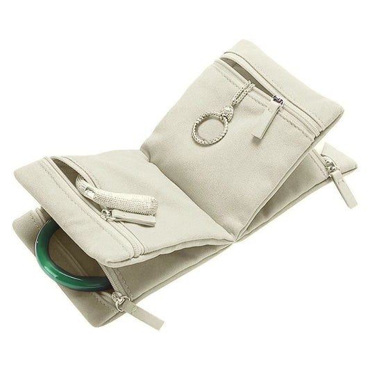 2 pcs Beige Travel Jewelry Storage Bag - Soft UN-REAL Suede, Jade Bracelet Protector