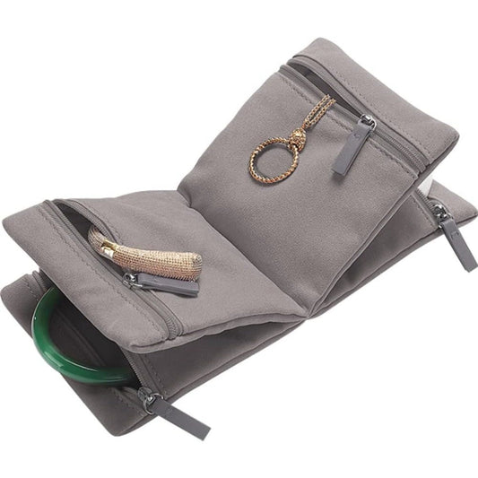 2 pcs Gray Travel Jewelry Storage Bag - Soft UN-REAL Suede, Jade Bracelet Protector