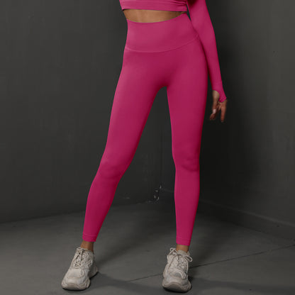 Size S Rose Red Seamless High-Waisted Yoga Pants for Women - Lift Workout Leggings for Running, Gym, and Fitness