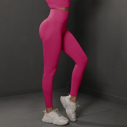 Size S Rose Red Seamless High-Waisted Yoga Pants for Women - Lift Workout Leggings for Running, Gym, and Fitness