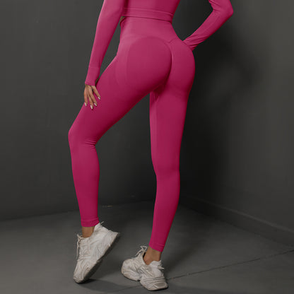Size S Rose Red Seamless High-Waisted Yoga Pants for Women - Lift Workout Leggings for Running, Gym, and Fitness