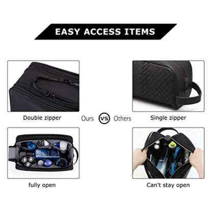 Grey Stylish Waterproof Travel Toiletry Bag Organizer - Large Capacity Shaving Kit & Makeup Case(Makeup is a prop for shooting and is not included)