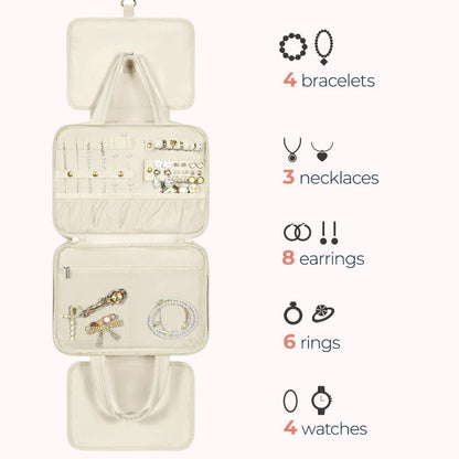Size L Pink Quilted Hanging Toiletry Bag with Jewelry Organizer - Travel Cosmetic Case(31*12*23)