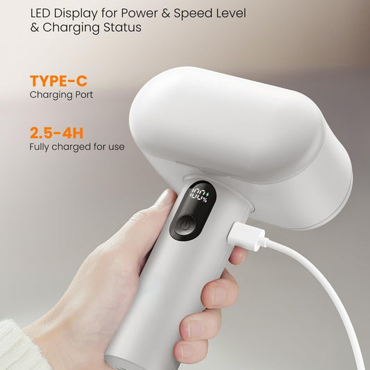 Dual-Head Electric Lint Remover - USB-C Rechargeable, LED Display, 3-Size Honeycomb Mesh(White)