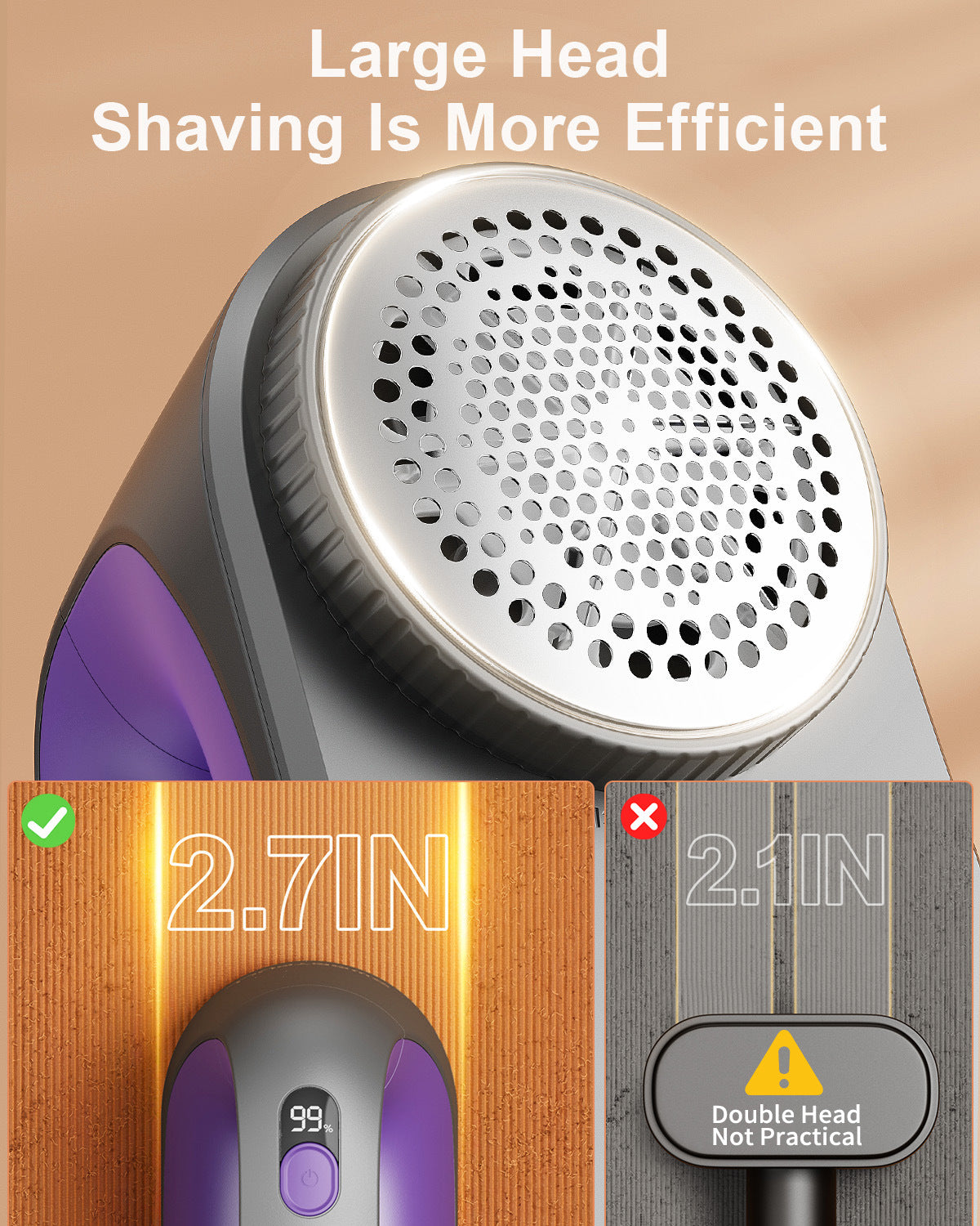 Electric Lint Remover - Rechargeable 2000mAh Fabric Shaver with LED Display(Blue)