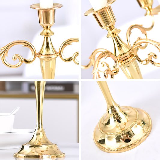 Gold Elegant Metal Candelabra 5 Arm Candle Holder - Decorative Candelabra for Home, Weddings, Events