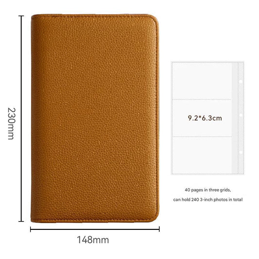Brown PU Leather Zippered Photo Album - Holds 240 3 Prints"