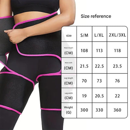 Black Women's 3-in-1 Body Shaper: Waist Cincher, Thigh Slimmer, Glute Lifter - Workout Gear (Size : S/M)