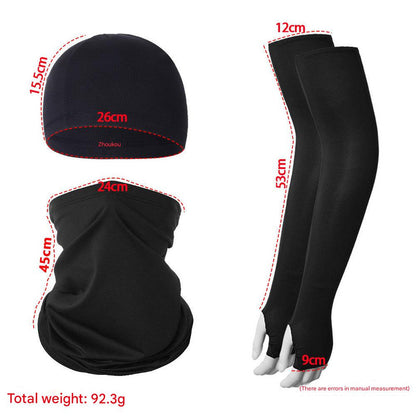 2 Sets Blue Cooling UV Protection Set - 2 Skull Cap, 2 Neck Gaiter & 4 Arm Sleeves for Outdoor Sports