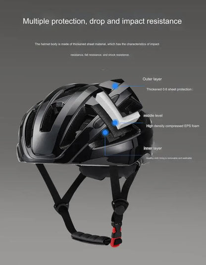 Black Ultra-Light Adult Cycling Helmet - CE & CPSC Certified, In-Mold Safety for Road & Mountain Biking