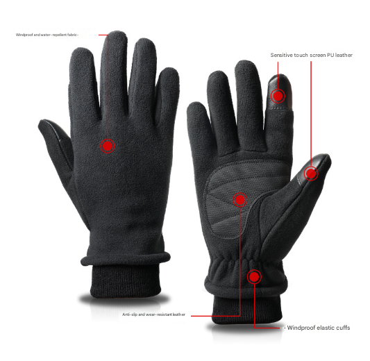 S Navy Blue Warm Windproof Touchscreen Gloves - Anti-Slip Grip for Winter Cycling & Outdoor Sports