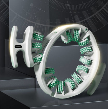 Green and White Adjustable 3D Leg & Body Roller Massager - Deep Tissue Muscle Relief for Thighs, Calves, Arms - Fascia & Cellulite Tool with Detachable Handles